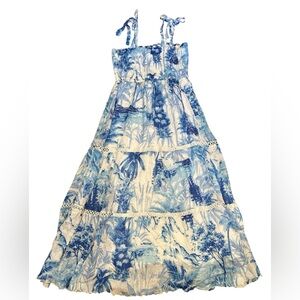 Women’s Hemant & Nandita Maxi Dress • Blue Palm‎ Tree Print • Large